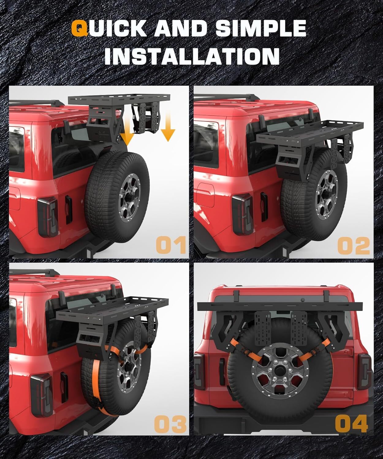 Utility Cargo Rack Basket Storage Tray Spare Tire Storage Rack 27"-40" Tire 80lb