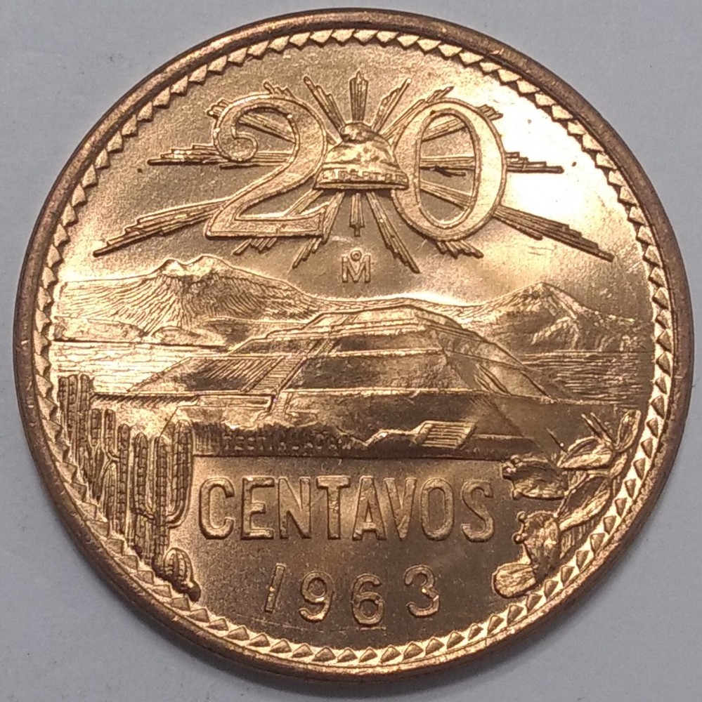 Mexico 1963 20 Centavos Gem Mint State