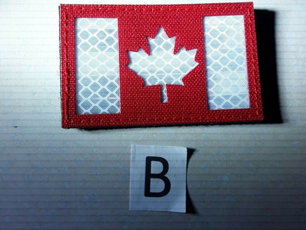 1 pc REFLECTIVE CANADA FLAG Emb patch 3-1/8x2" HOOK back