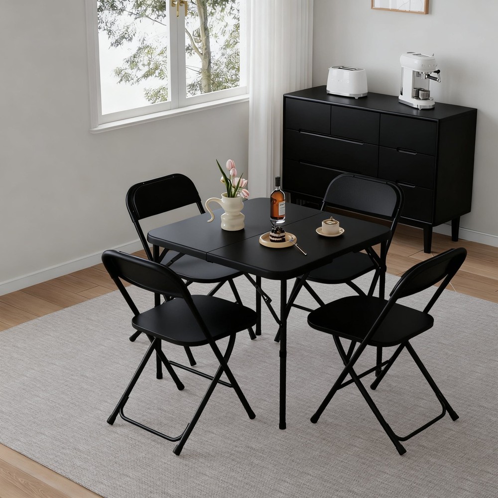 34" Square Folding Table,Fold-in-Half Plastic Card Table,Picnic Party Event