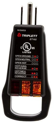 ET102 Standard Outlet/Receptacle Tester with 5 Visual Indicators