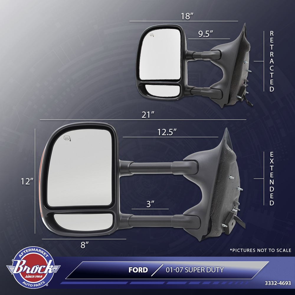 Power Towing Mirror For 2000-2005 Excursion Extendable Turn Signal Indicator