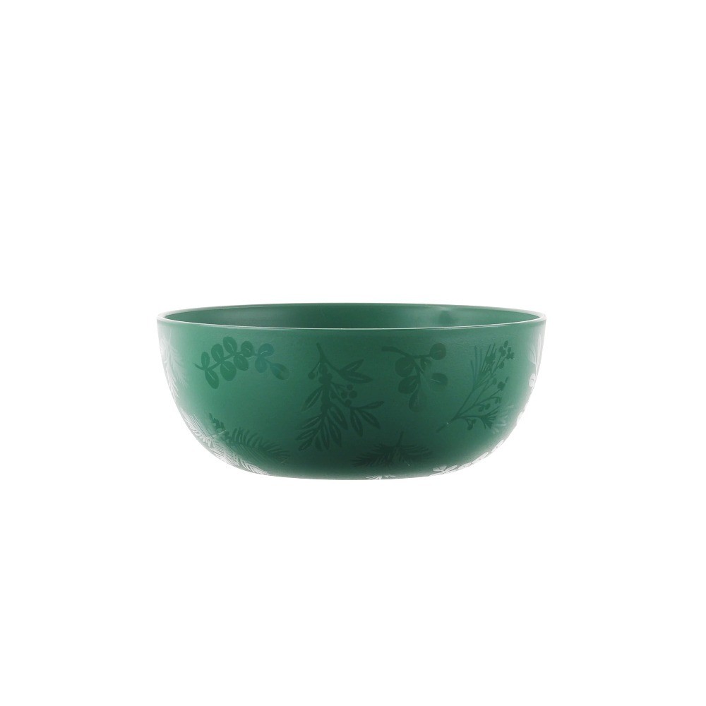Plastic Etched Holly Pattern 12-Piece Dinnerware Set in Green