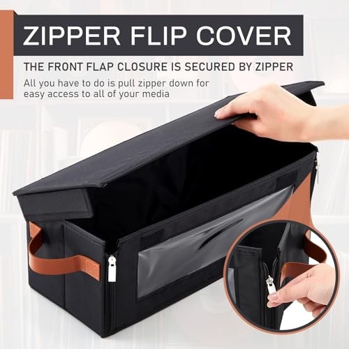 Packs Cd Storage Box with Visible Window, Stackable Cd Case Holder with 4
