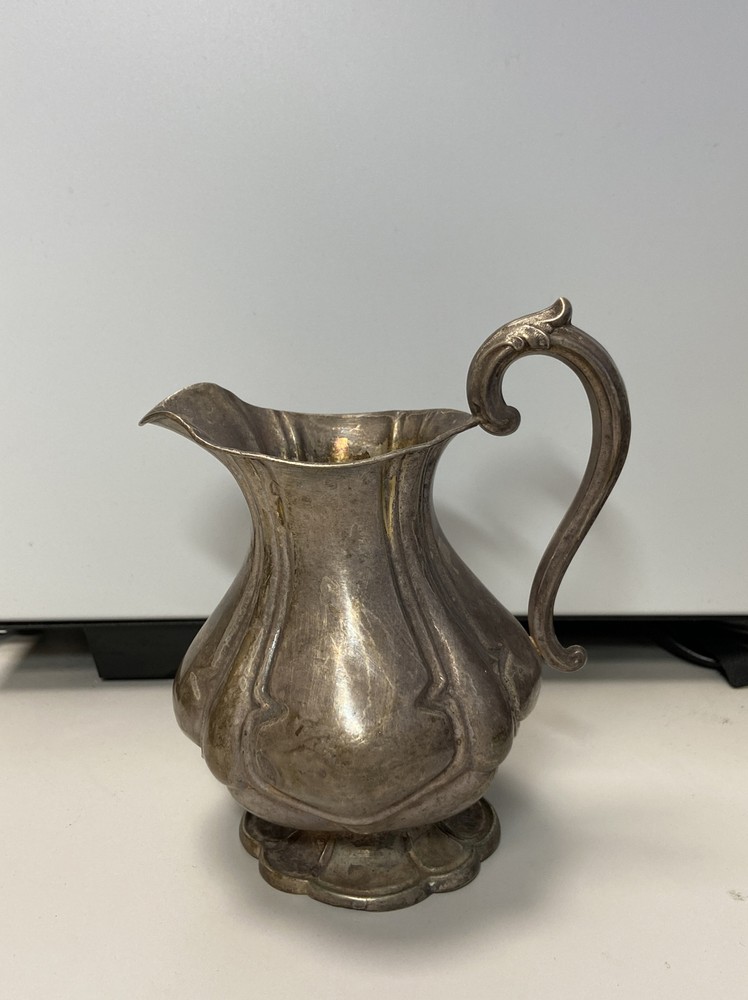 Antique German 12 Loth Silver Cream Pitcher