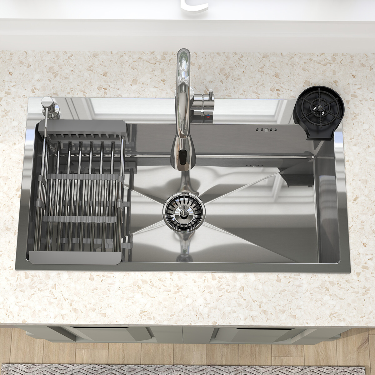 Kitchen Sink Drop In Stainless Steel Single Bowl Top Mount w/ Faucet 28"/30"/32"