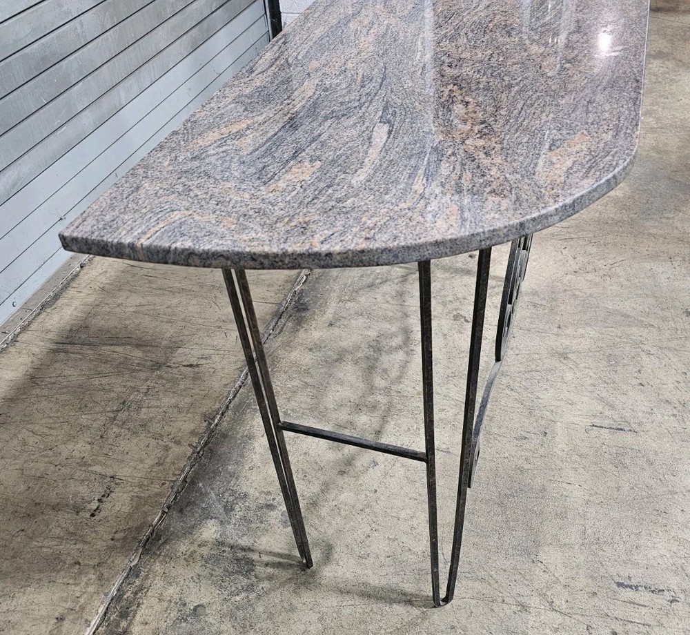 Wrought Iron Designer Base with Granite Top Console Table