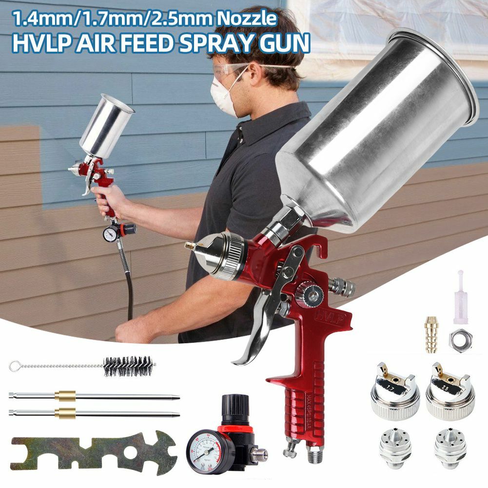 HVLP Air Paint Spray Gun Kits Gravity Feed Car Auto Primer 1.4/1.7/2.0MM Nozzles