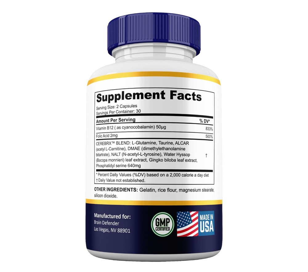 Brain Defender Capsules, Maximum Strength Pills Cognitive and Brain (5 Pack)