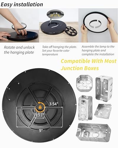 1Pack 20 Inch Large LED Flush Mount Ceiling Light, 20Inch-1Pack Black