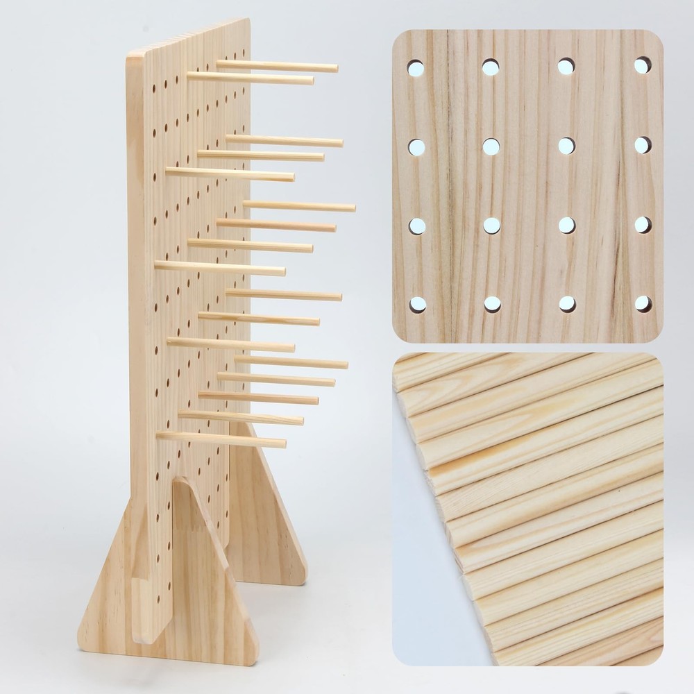 Rectangle Pegboard Display Stand with 25 Pcs Dowel Rods, Pegboard Rack, Keych...