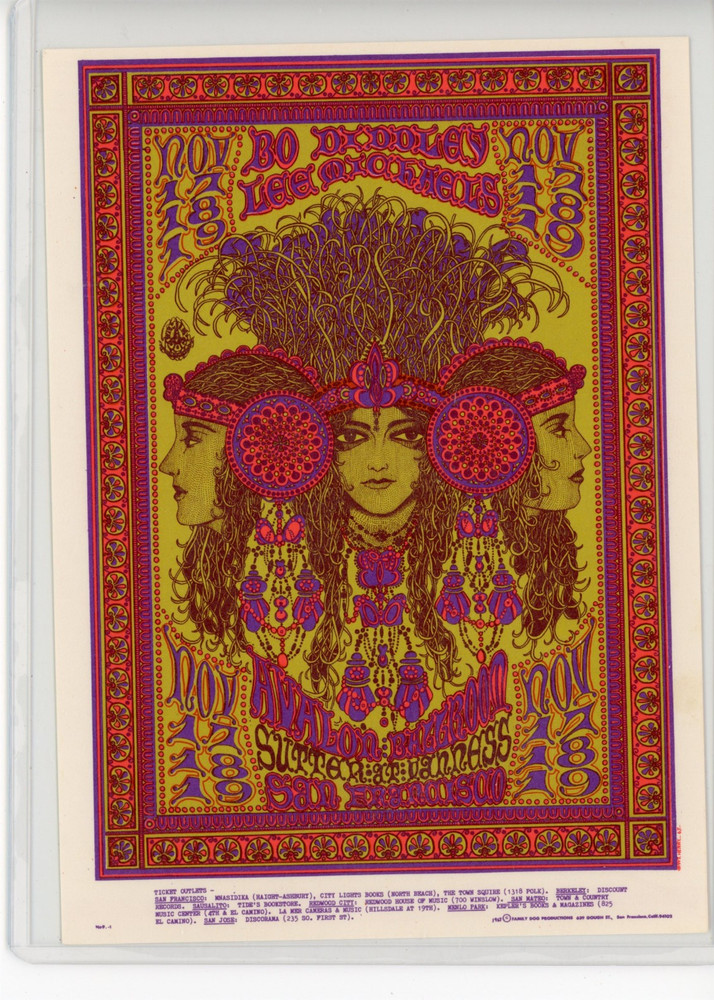 Bo Diddley Avalon Ballroom 11/17-19/67 Family Dog FD-92  William Harvey postcard