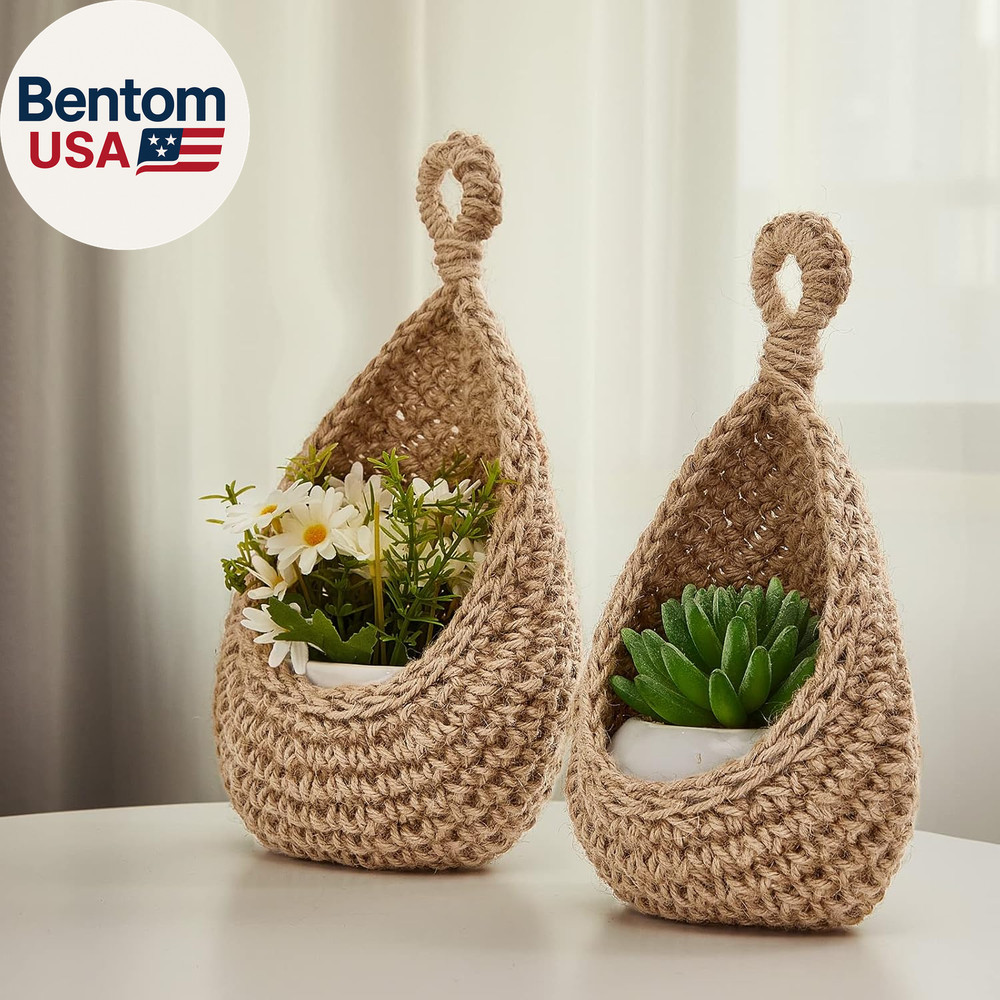 Boho Decor Hanging Wall Baskets for Kitchen 3 Pack Teardrop Baskets with Hooks S