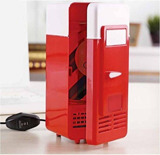 Versatile Mini USB Fridge with Cooling & Heating - Red Design for Office