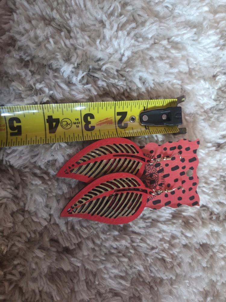 Handmade hand painted leaf earrings