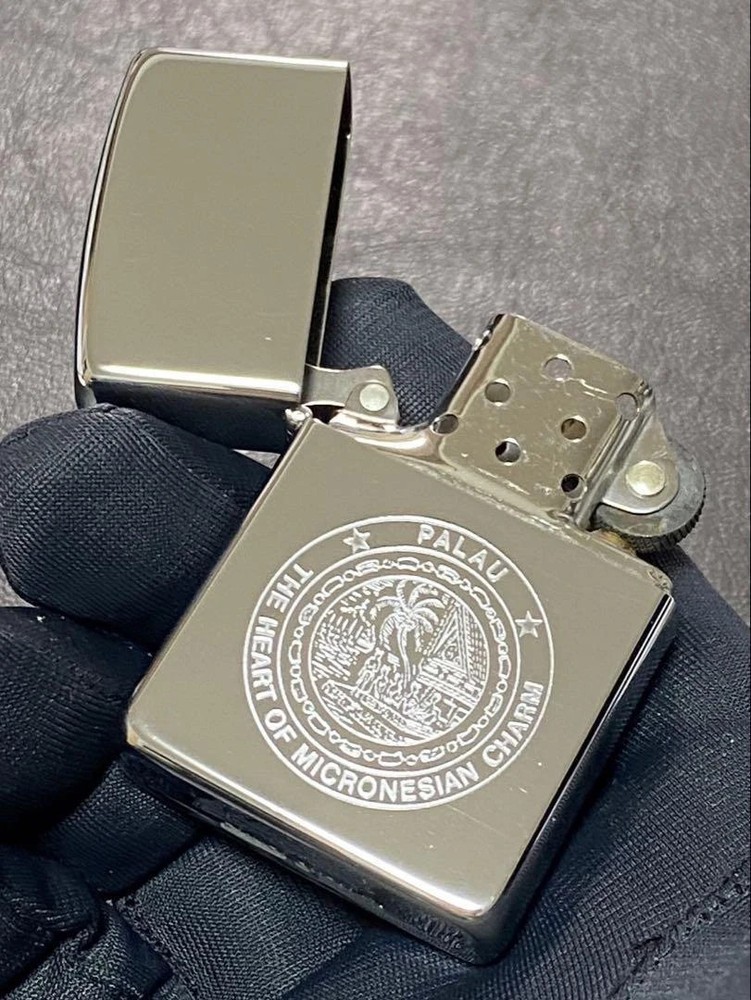 Zippo Palau Micronesian Charm Silver Etching One Sided Processing Lighter Japan