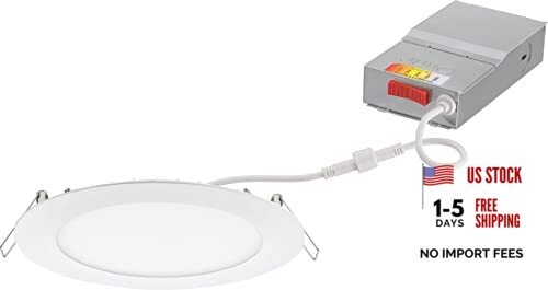 LED Recessed Lights 6" Round Wafer Downlight - 5-in-1 Switchable White