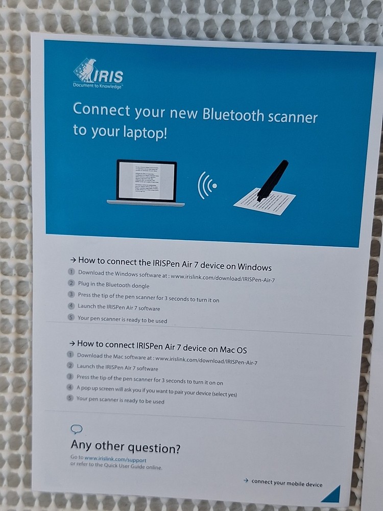 Iris Pen IrisPen Air 7 Smart Wireless Pen Scan Windows Mac Android OPEN BOX READ