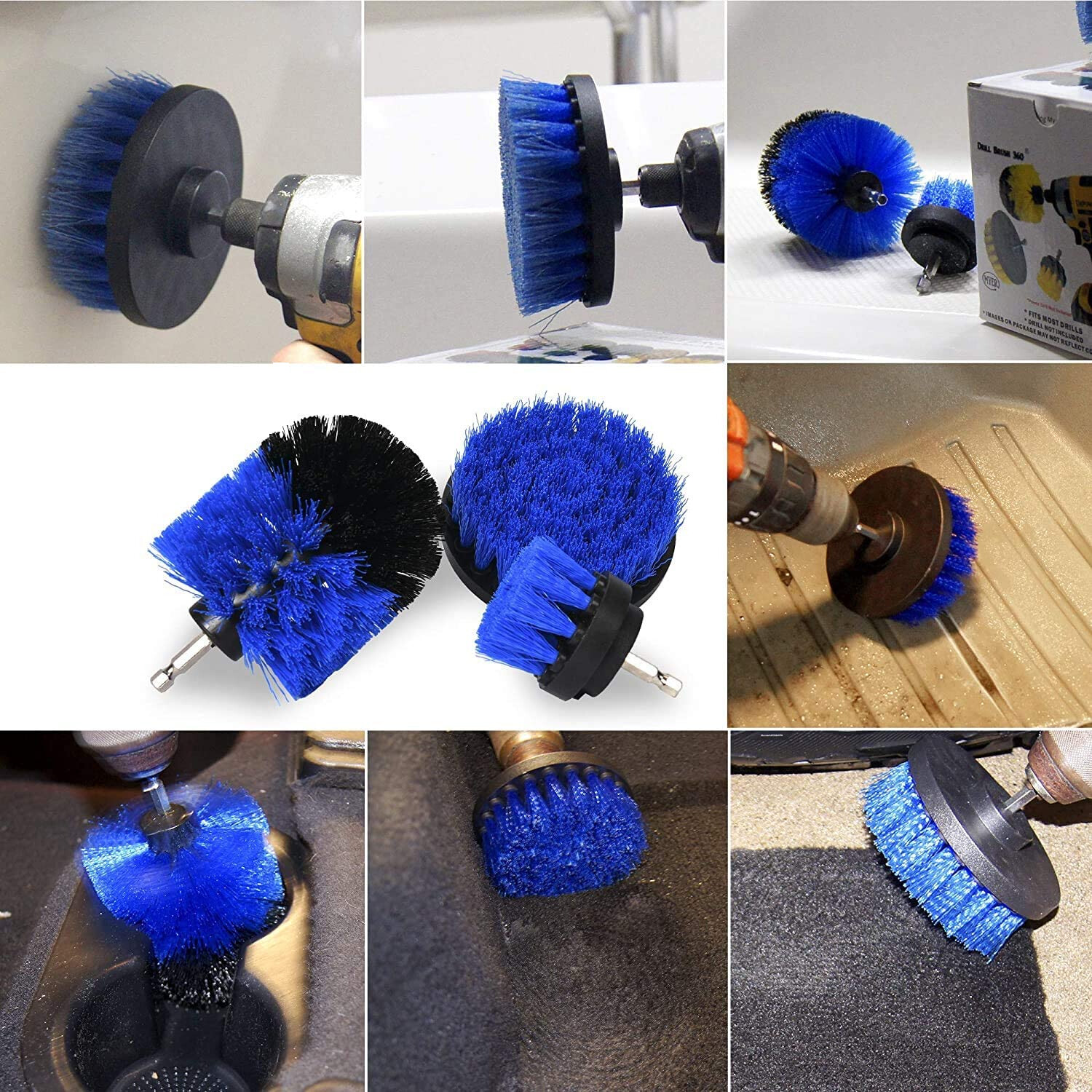 Drill Brushes Set 3Pcs Tile Grout Power Scrubber Cleaner Spin Tub Shower Wall