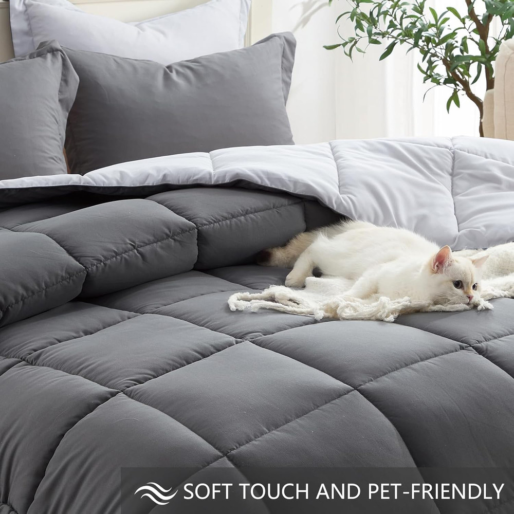 King Size Comforter Set Grey, Comforters King Size Bedding Sets, Lightweight Sof