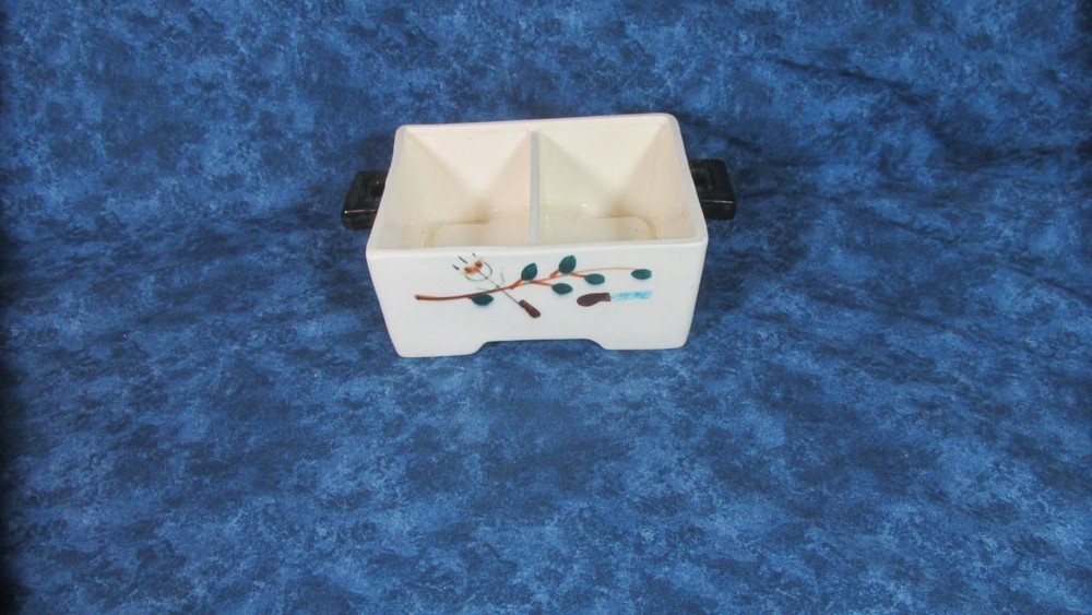 Royal Sealy Double Handled Square Divided Porcelain Box
