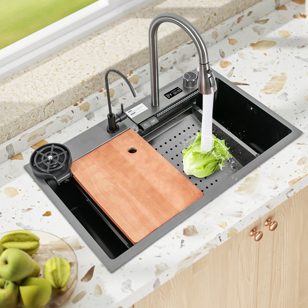 Multifunctional Digital Display Sink Workstation Kitchen Sink w/Pull-Out Faucet