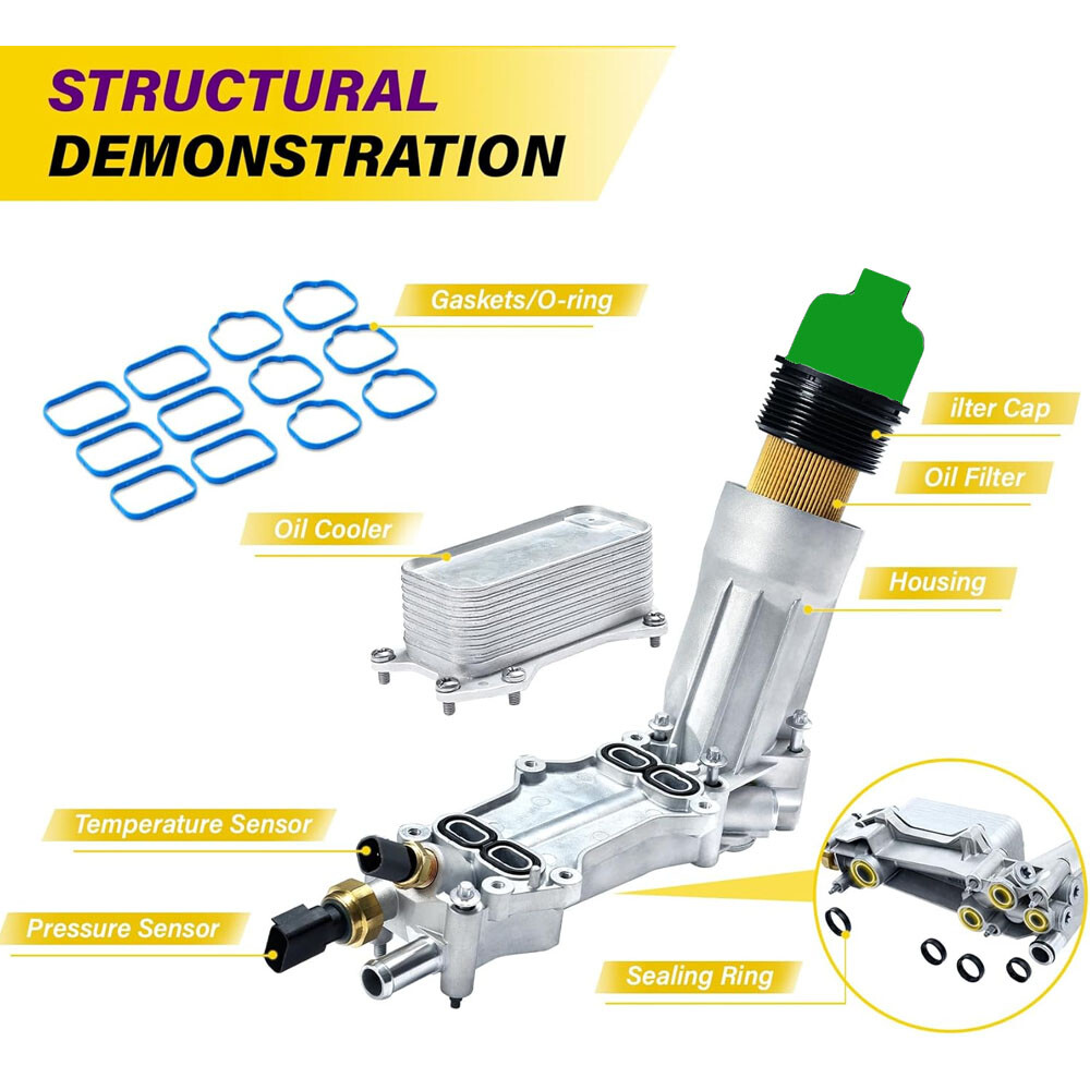 Aluminum Engine Oil Cooler Filter Housing For 2011-2016 Dodge Chrysler Jeep 3.6L