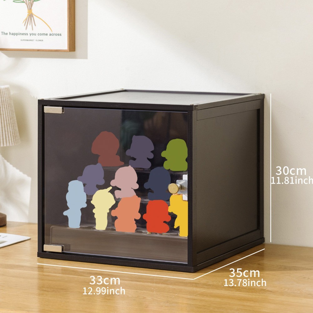 NEW Modular Stackable DIY Cabinet - Wood/Acrylic Two-Tier Low Storage Unit US