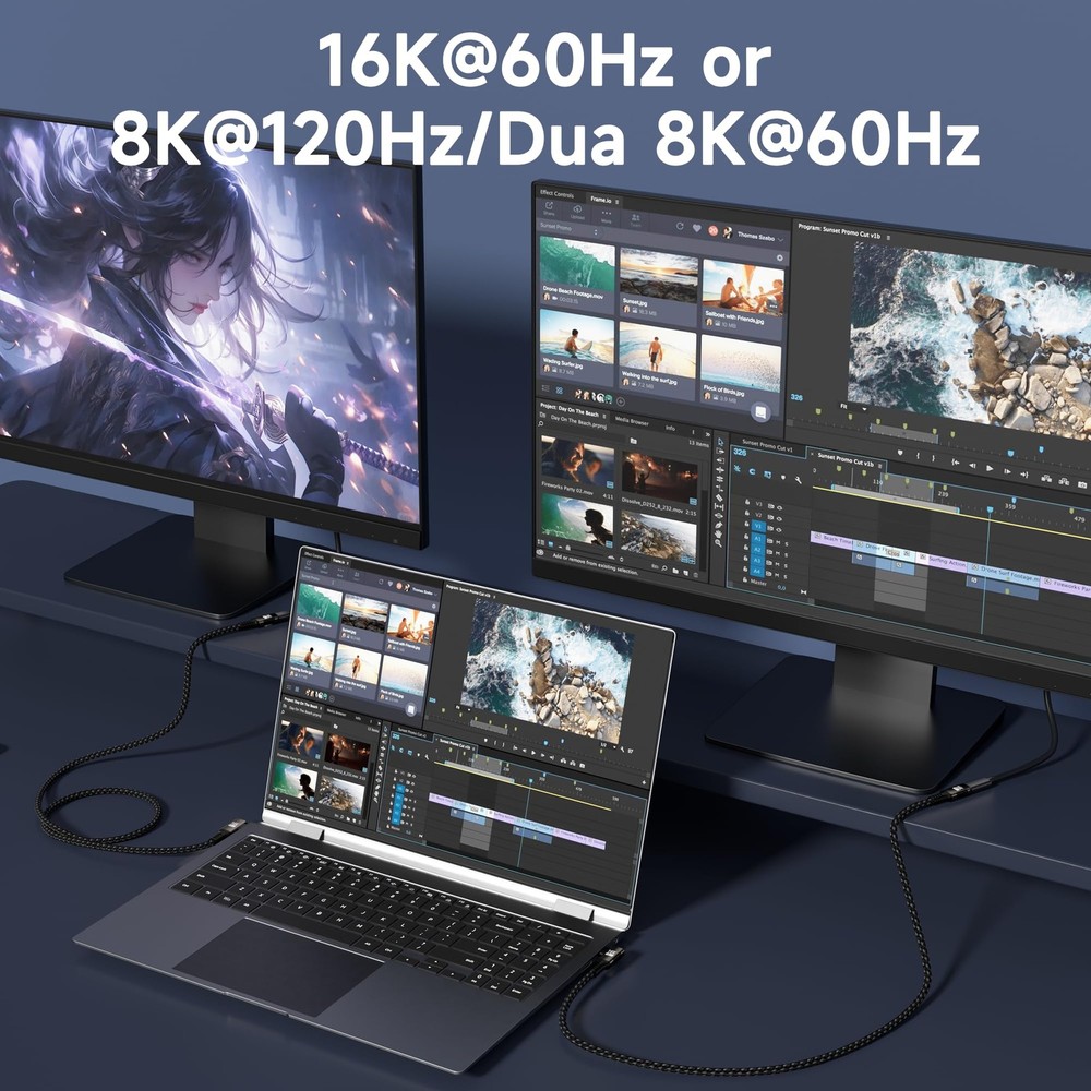 USBC right angle Cable 6.6FT Compatible With Thunderbolt 5/4,90 degree Type C...