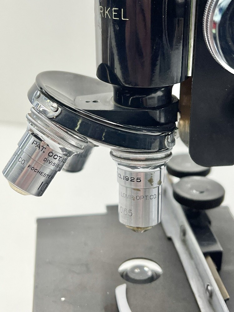 Vintage BAUSCH & LOMB Monocular MICROSCOPE w/ 3 Objectives Dated 1915