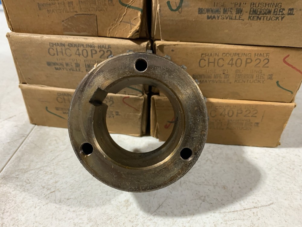 Two (2) Browning CHC40P22 Chain Coupling Sprockets Keyway, NOS