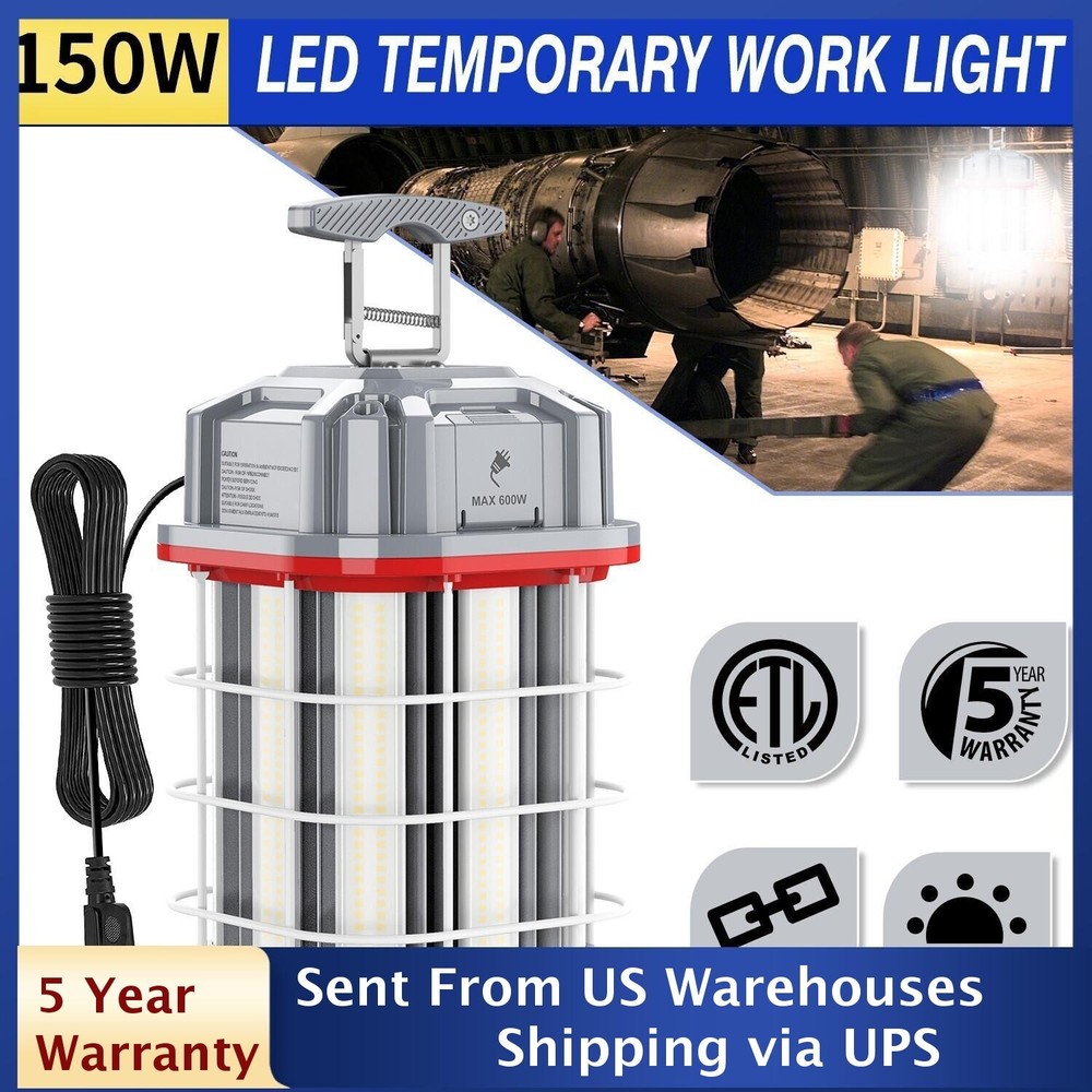 150W LED Construction Hanging Work Light Linkable Temporary Jobsite Lamp 5000K