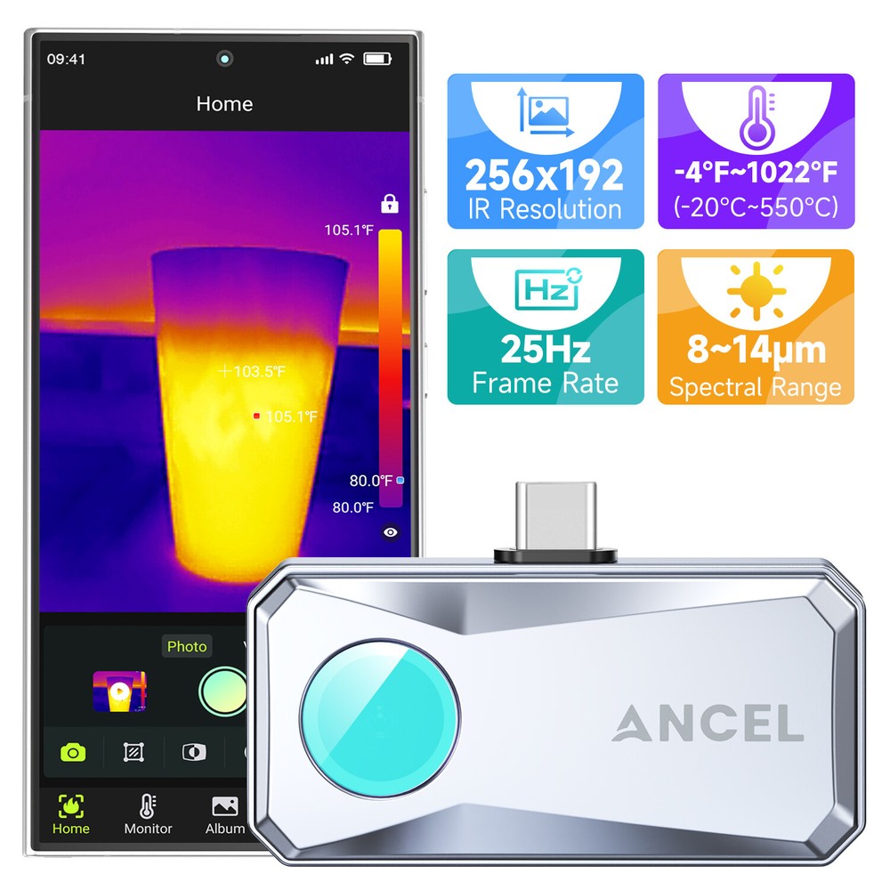 2024 ANCEL IR101 Camera Thermal Imaging Infrared Camera For Android Type-C