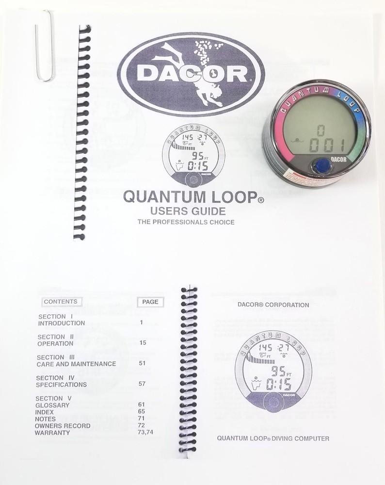 DACOR Quantum Loop Digital Depth Gauge Diving Computer Puck Module Bottom Timer