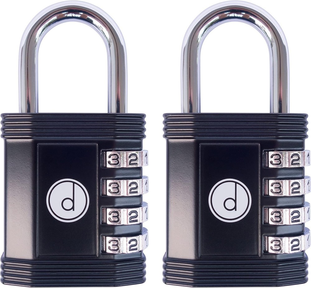 Padlock Combination Lock 4 Digit 2 Pack Weatherproof Metal Security Lock