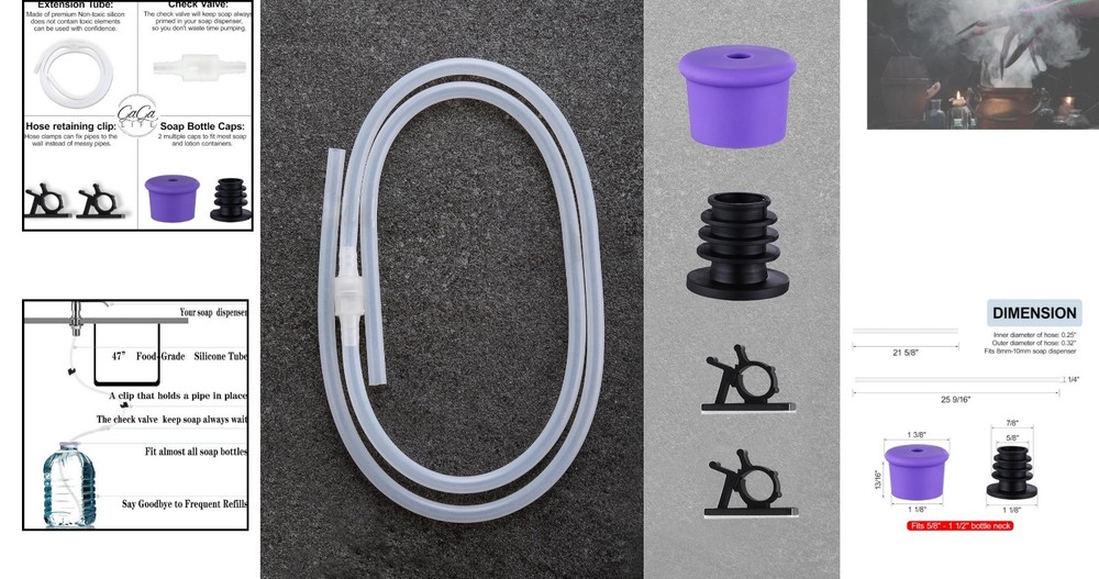 Durable 47” Silicone Soap Dispenser Tube Kit - Effortless Under-Sink Solution