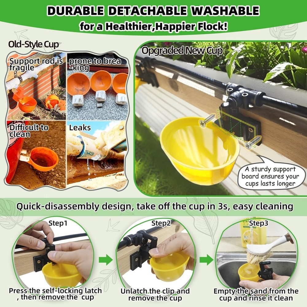 Complete Set Pipeline Automatic Chicken Waterer System, 18ft Pipeline and Float