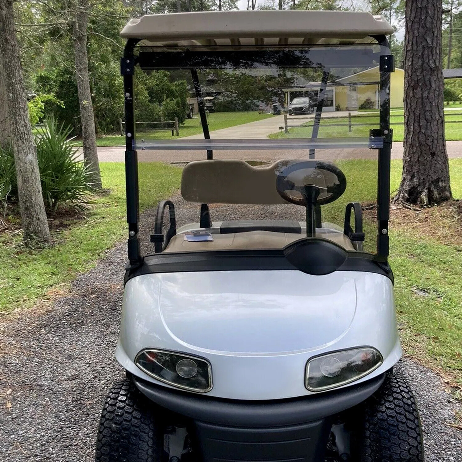 Golf Cart Tinted Polycarbonate Folding Windshield Windscreen For EZGO RXV 08-UP