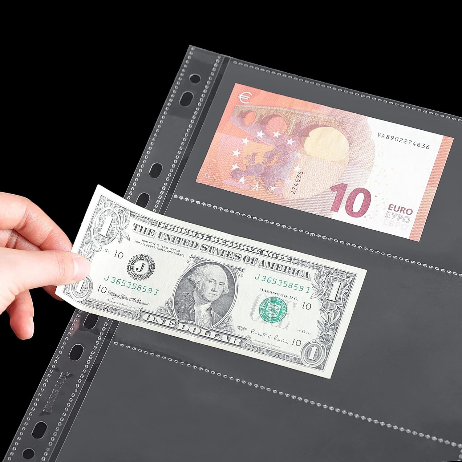 100 Sheets Currency Pages 3‑Pocket Sleeves – Archival Quality for Paper Money