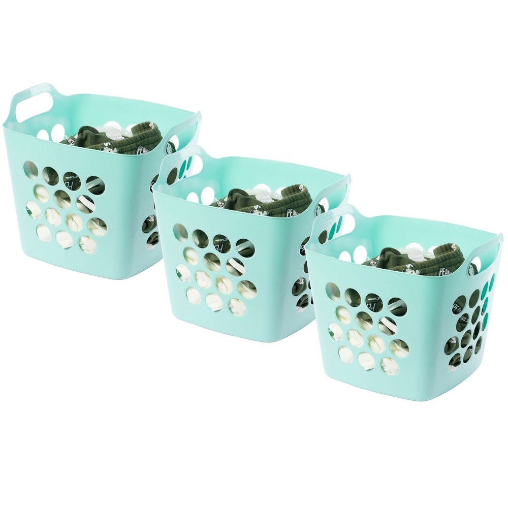 New Flexible Plastic Carry Laundry Basket Storage Hamper with Side Handle