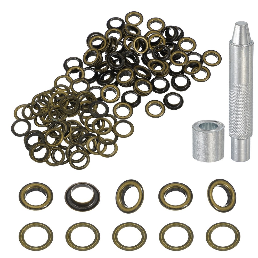 80Set Grommets Eyelets Kit 12mm Copper Eyelets with Setting Tool Bronze