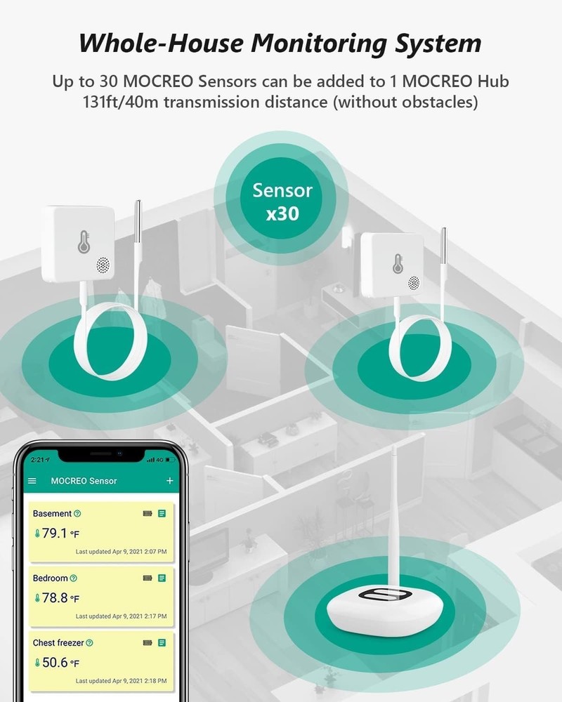 WiFi Thermometer Freezer Alarm, Email Alert, App Notification, Data Record Ex...