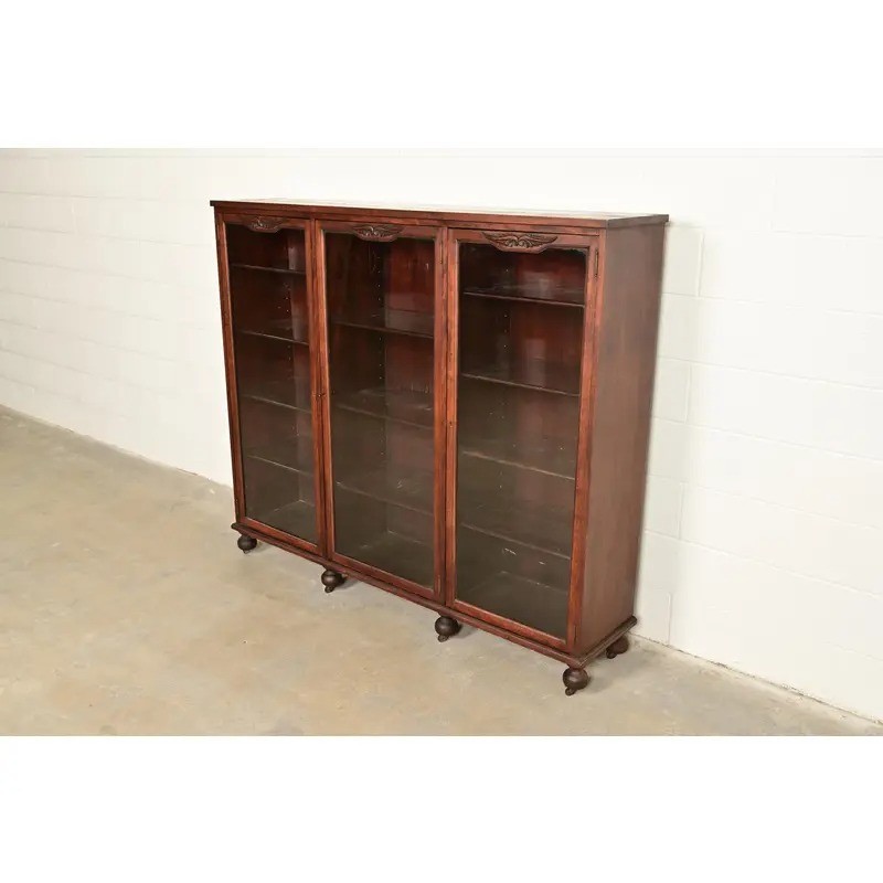 Berkey & Gay Antique Victorian Mahogany Triple Bookcase or, Circa 1890s