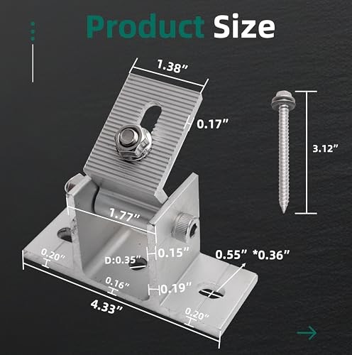 Pack Adjustable Solar Panel Tilt Mount Bracket Base, Tilt Angle 10° 4 Silver