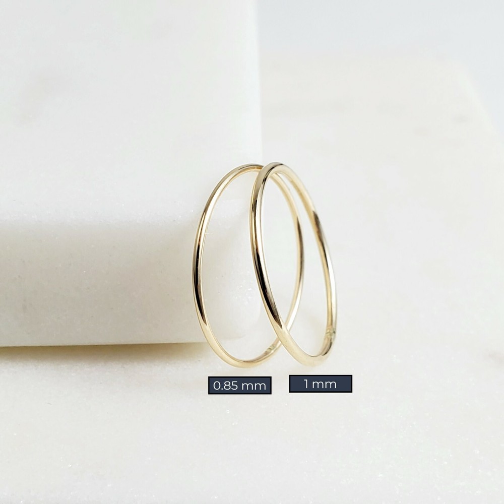 10k Solid Gold Very Thin Stackable Ring, 10k Yellow White Rose Ultra Thin Rings