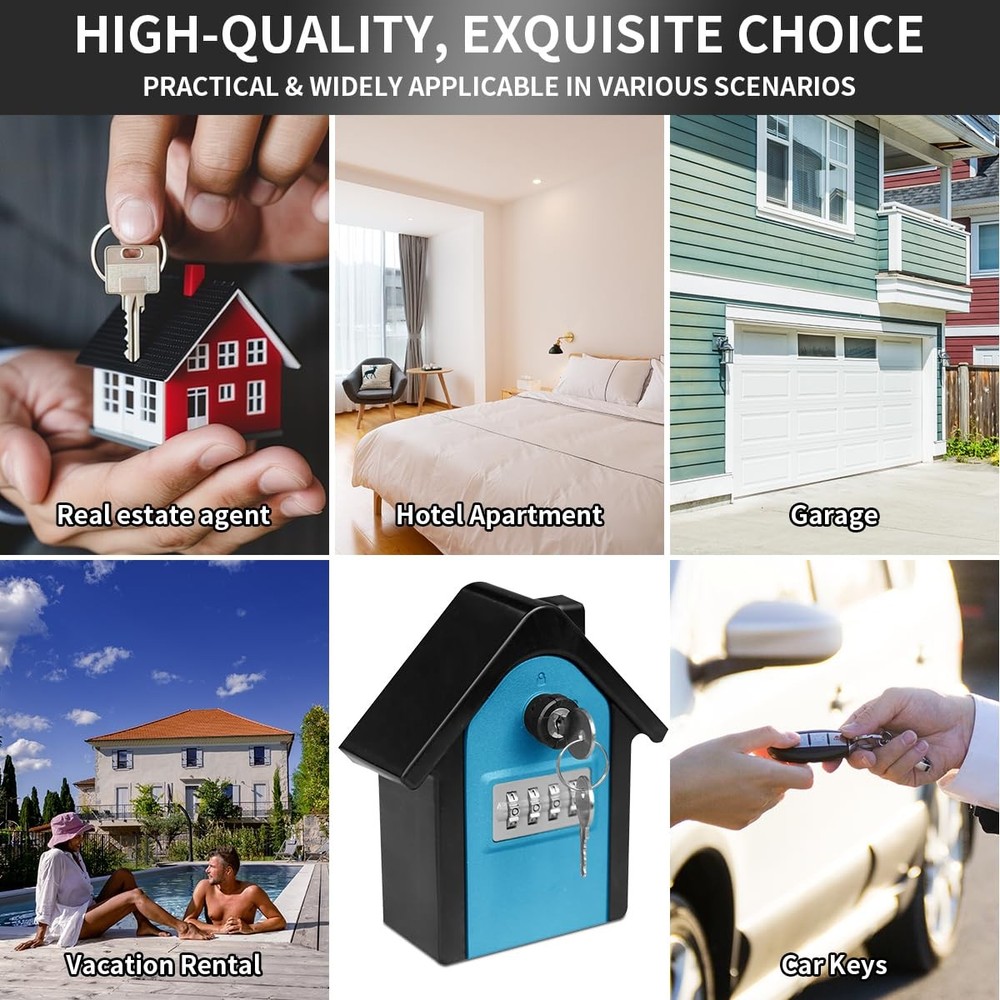 Key Lock Box with Combination lock & Key lock, Portable Large Capacity Key St...