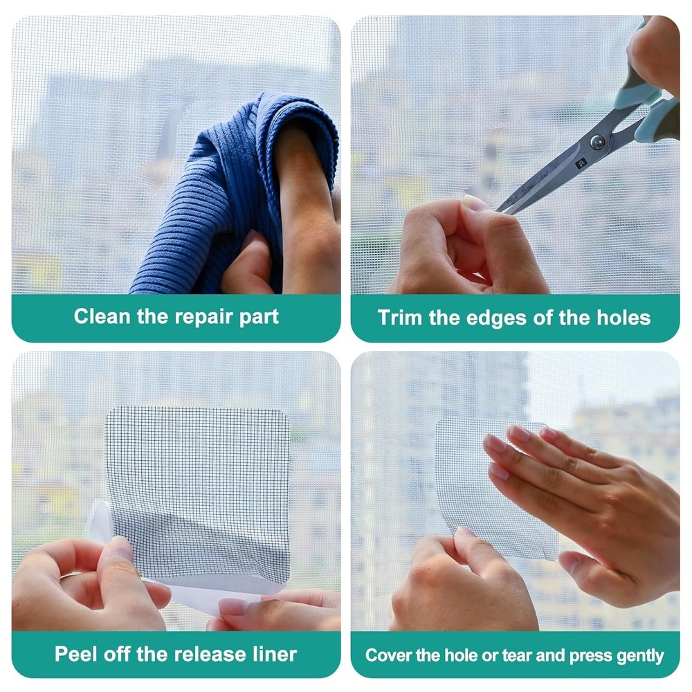 24 Sheets Window Screen Patch Repair Kit, 3 Sizes Screen Patch Tape, Upgraded St