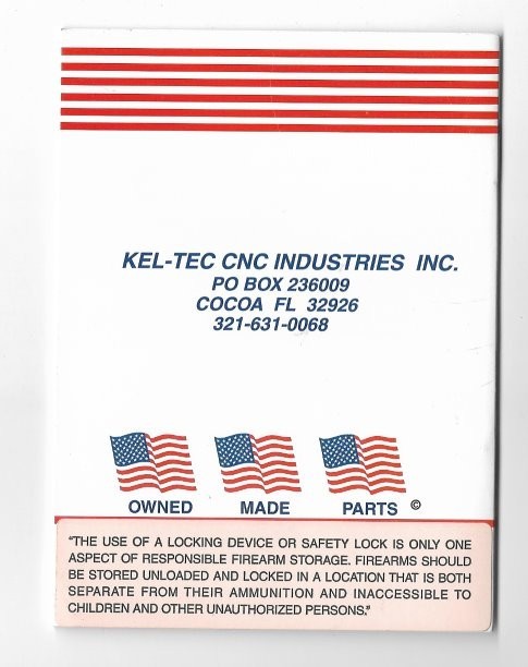 Original Kel Tec P-32 Pistol Instruction Manual