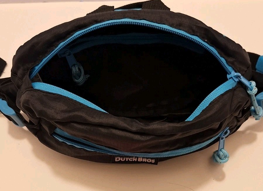 Rare Dutch Bros Coacha 2017 Employee Rave Pack 2-Zipper Black Teal FREE SHIP