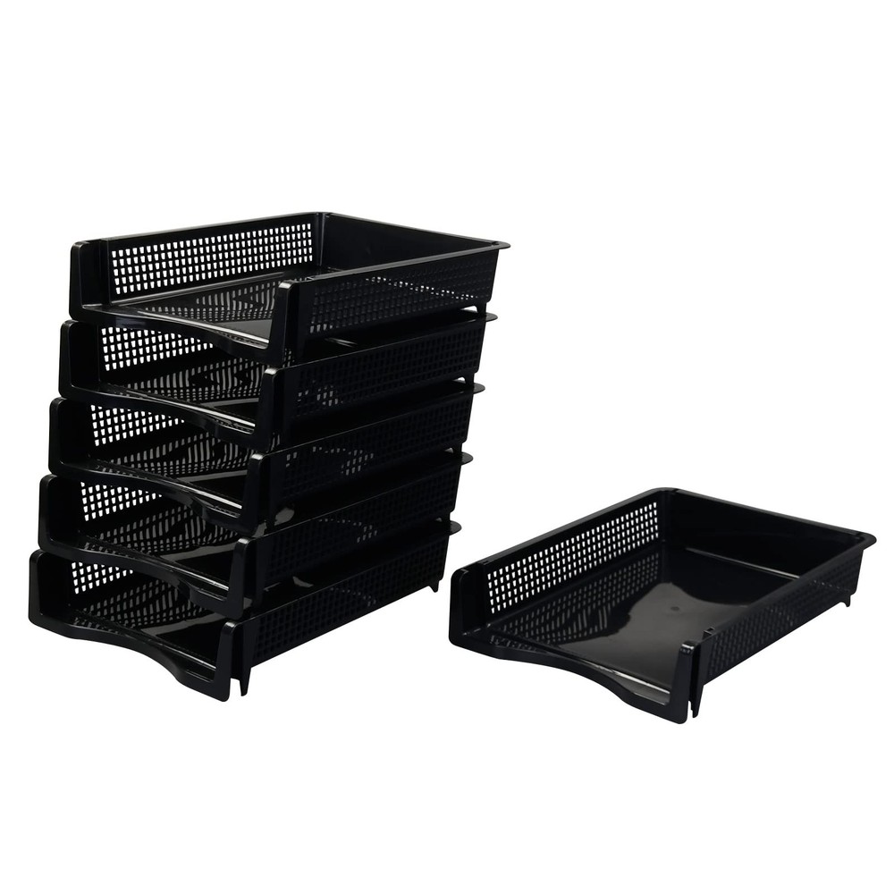 File Stacking Trays, Plastic Stackable Paper Letter Tray, 6 Packs